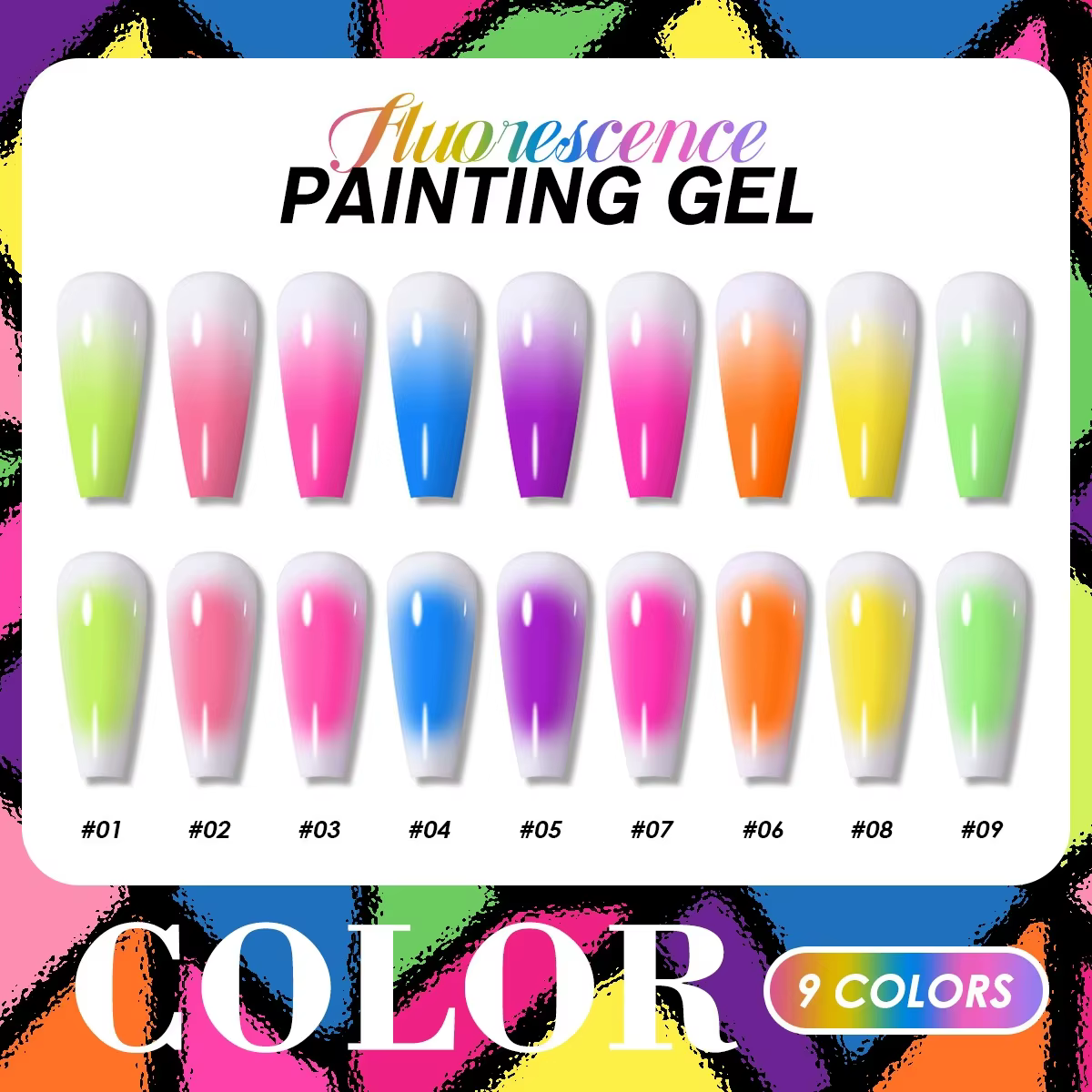 1pc Gel de transfert fluorescent à neuf grilles