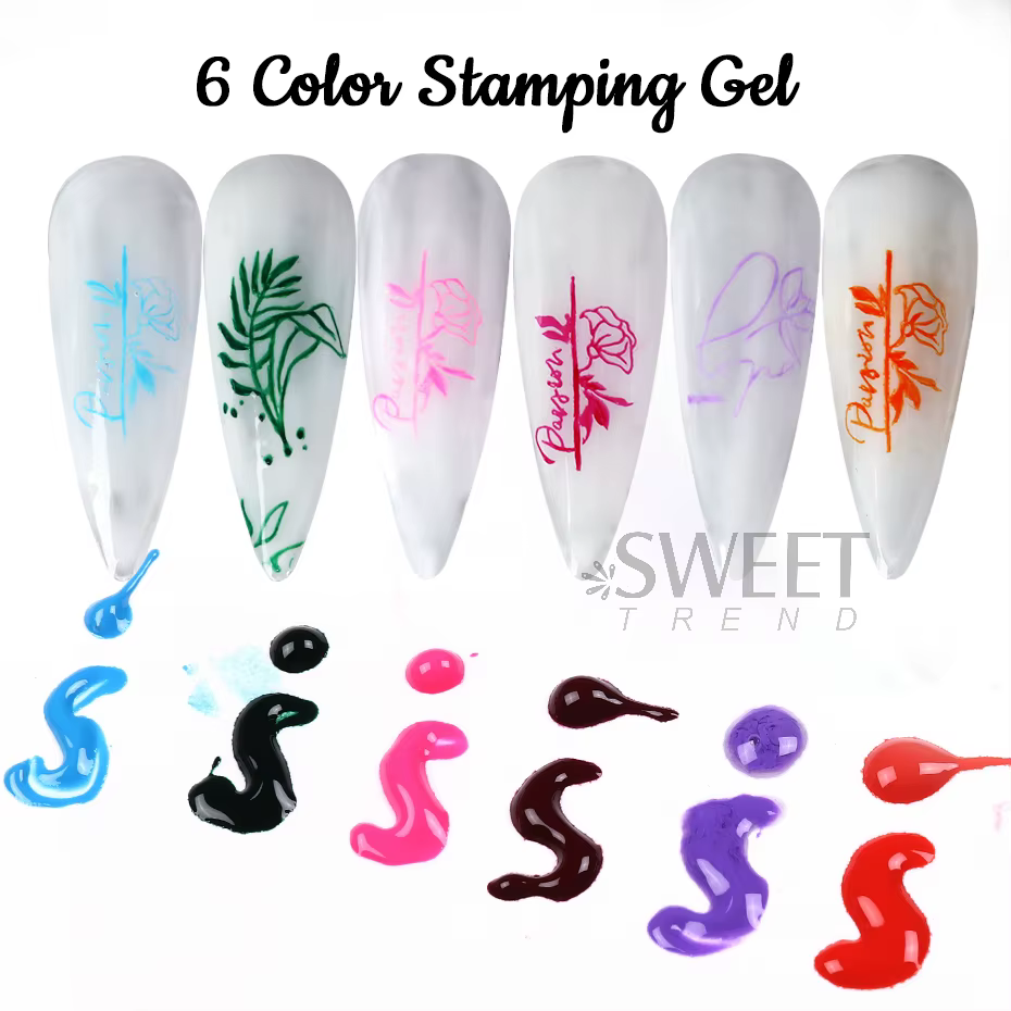 Vernis Gel Coloré 8ml pour Estampage d'Ongles – Couleurs Estivales Hybrides Semi-Permanents – Peinture à la Pochoir –