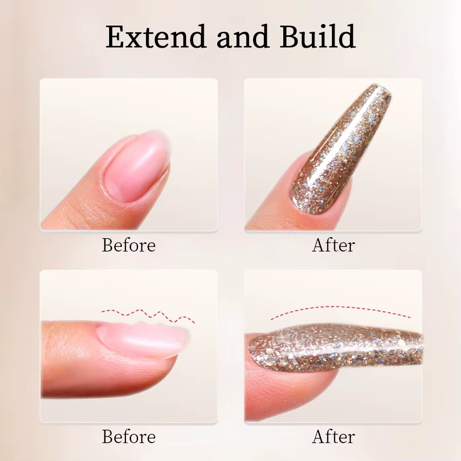 RSNAIL 5g 3 en 1 Extension Gel vernis à ongles doré argent paillettes scintillant construction UV Gel