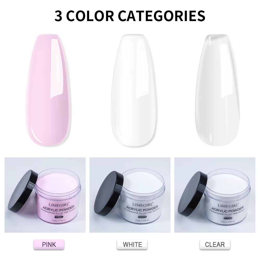 Poudre acrylique 120g avec rose clair blanc