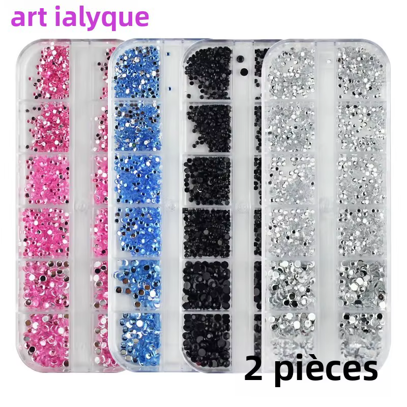 2 boîtes de strass pour Nail Art
