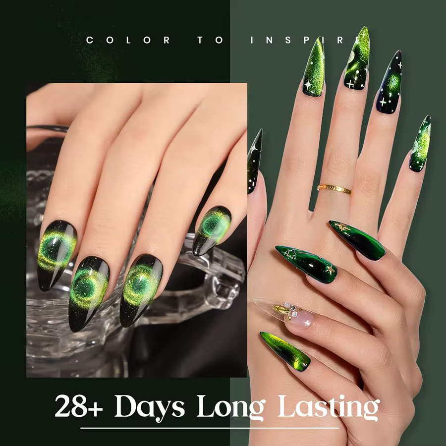 Vernis à ongles Gel œil de chat vert 10ML vernis Gel à tremper cristal galaxie Gel oeil de chat adapté aux Salons de manucure Nail Art