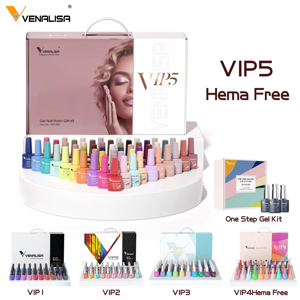 VENALISA Kit de vernis à ongles Gel Hema gratuit nu rose paillettes magnifique couleur manucure