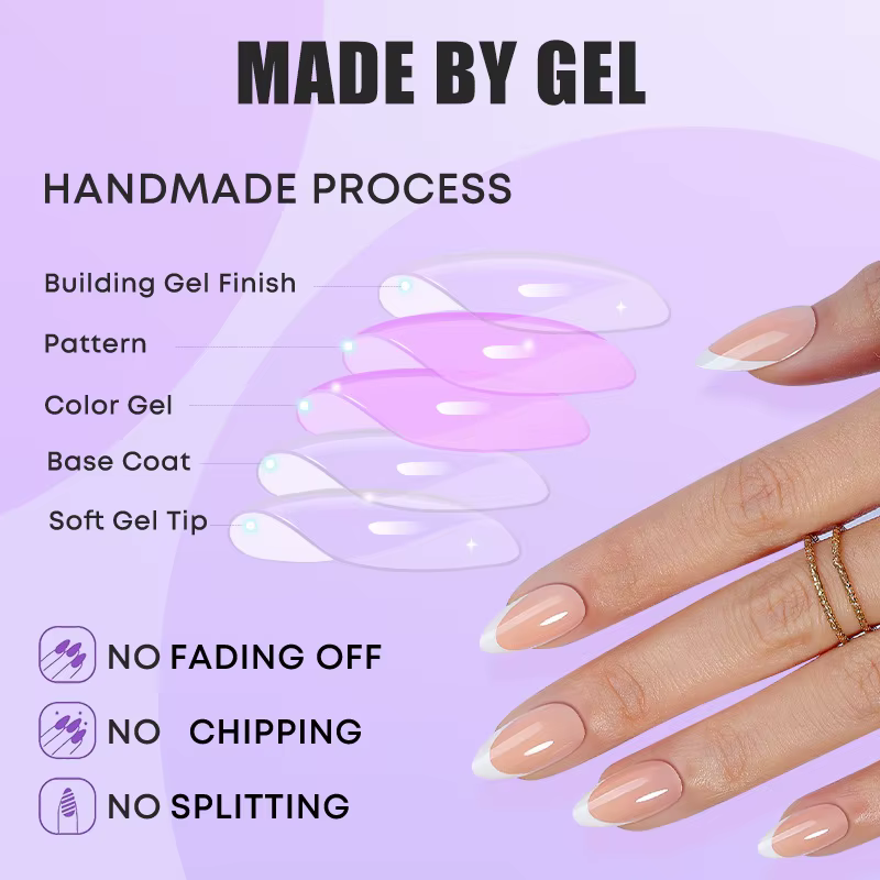 32 faux ongles courts en forme d'amande