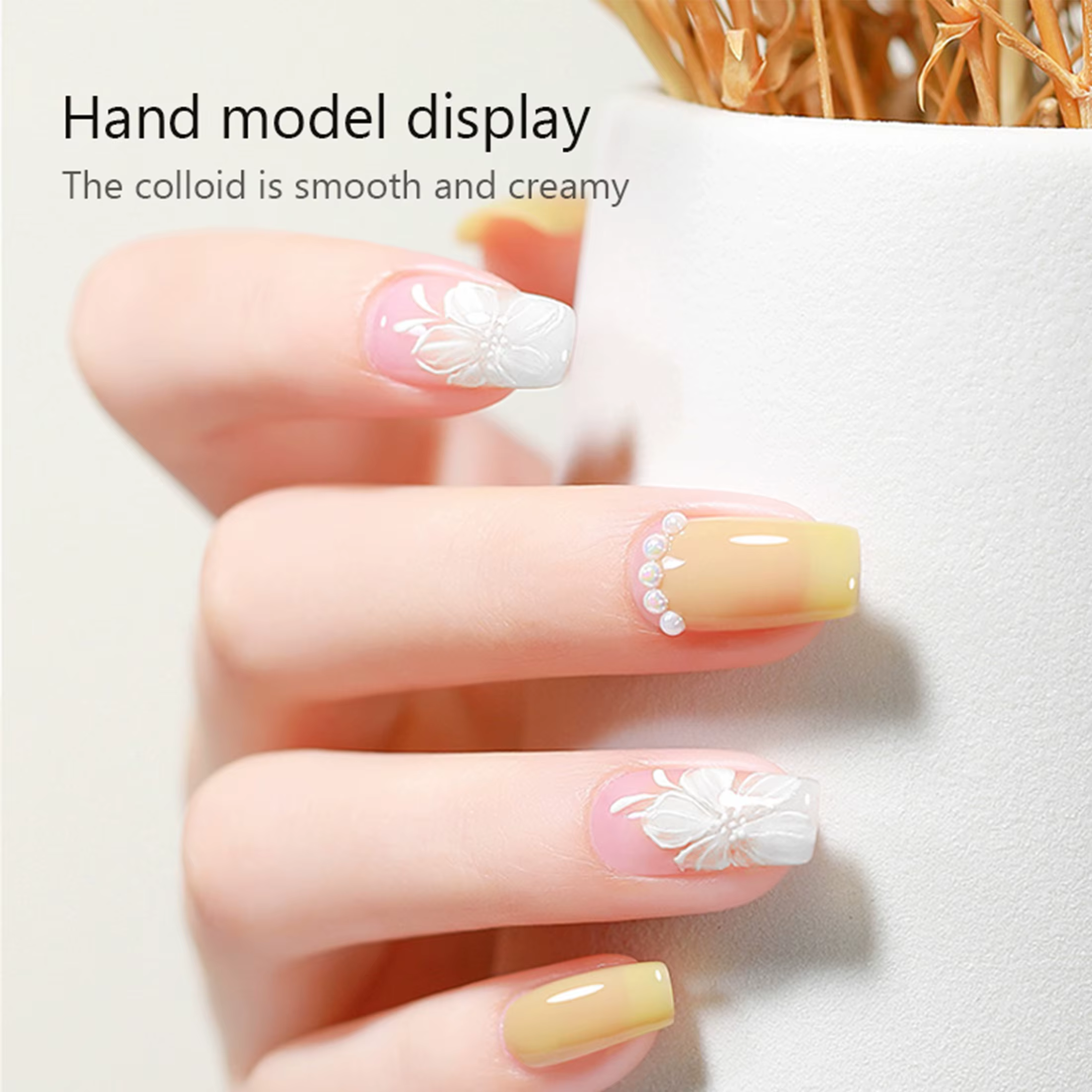 Verhéritage à Ongles en Gel Gaufré Peint 3D en Noir et Blanc