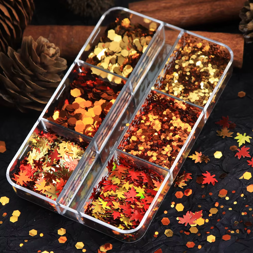 Automne Nail Art paillettes