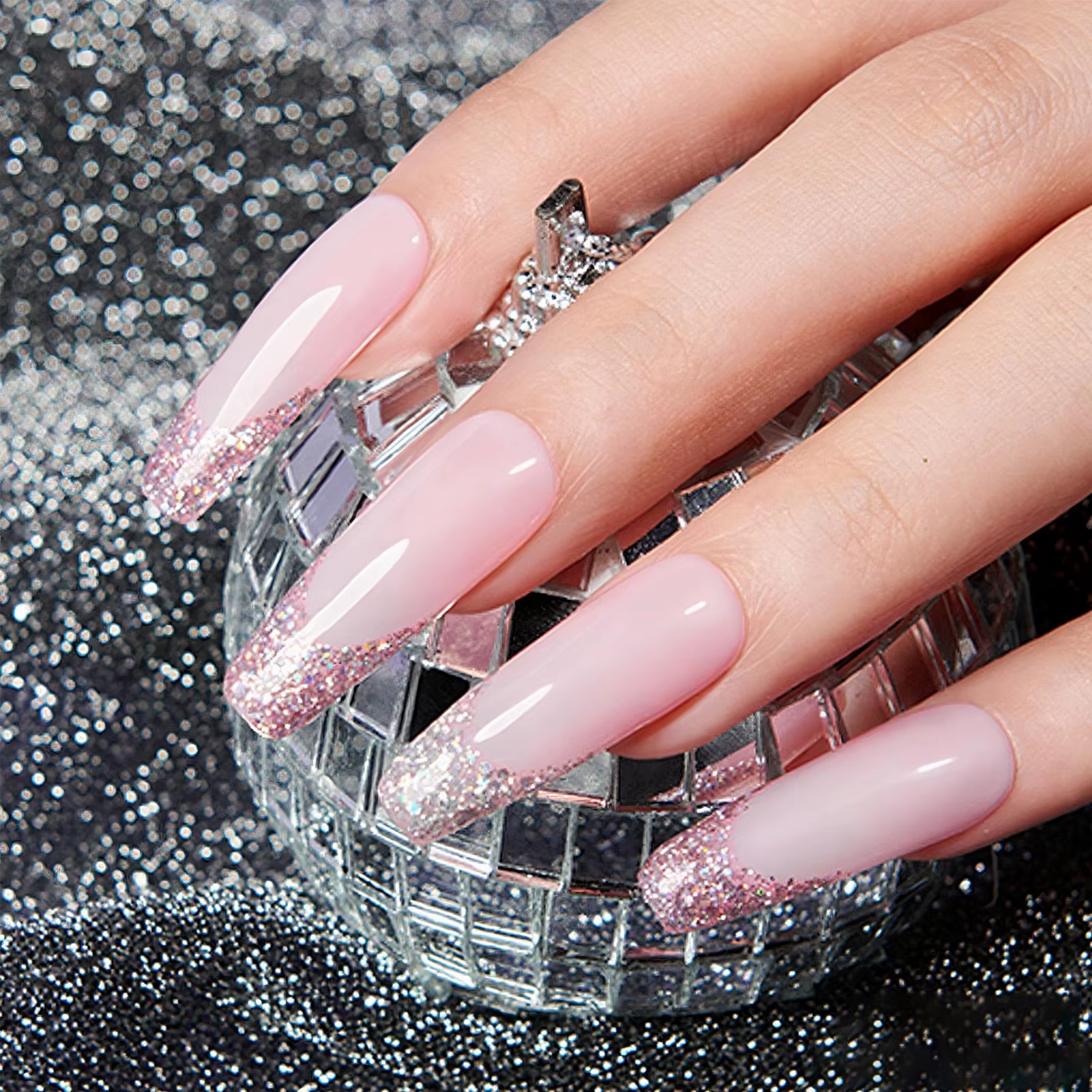1/2 pièces 10 ml Vernis à ongles gel pailleté rose semi-permanent