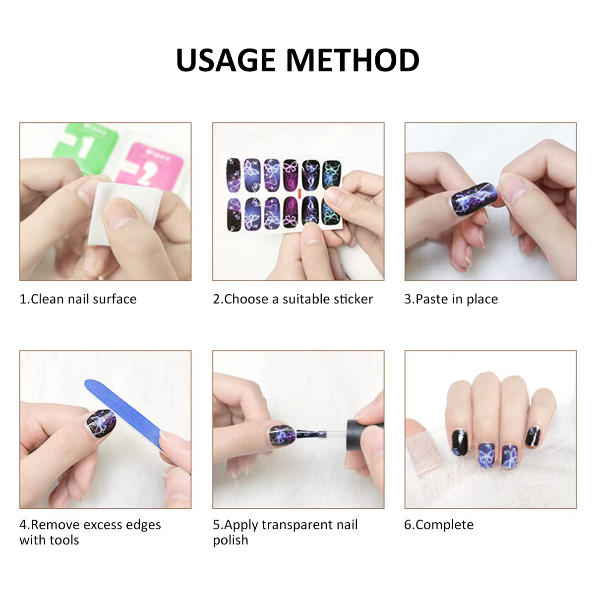 Autocollants de vernis à ongles auto-adhésifs