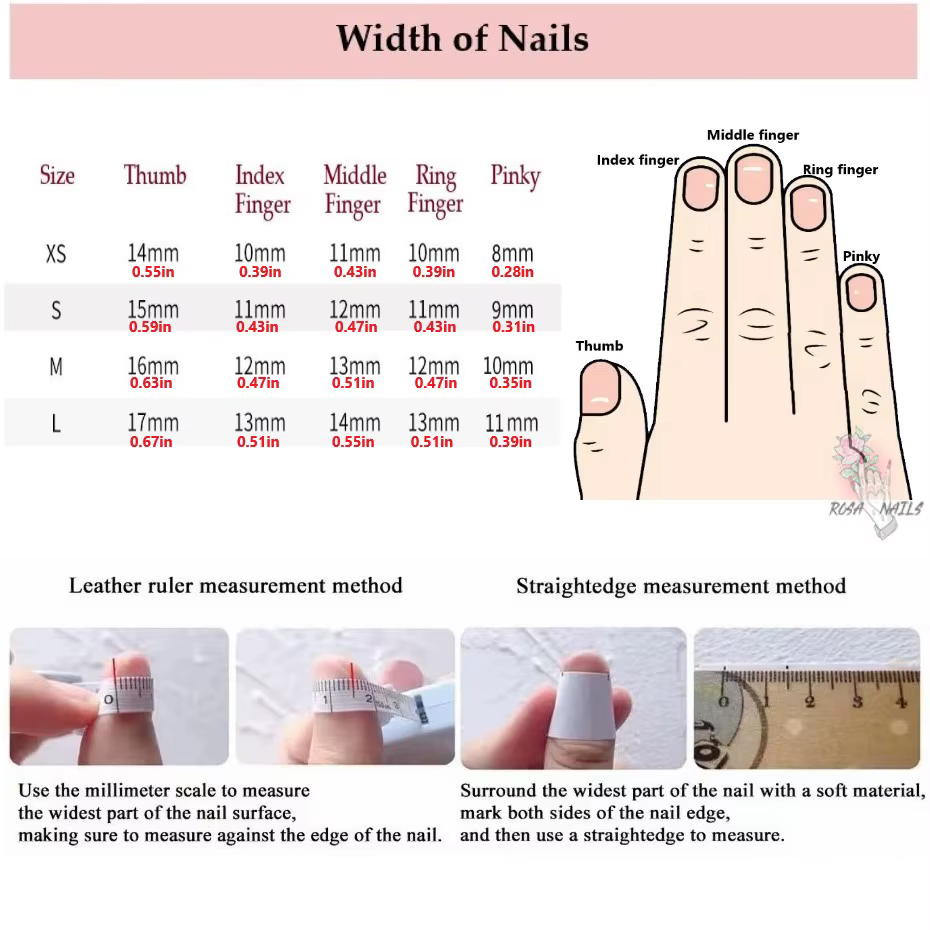 10 pièces rose à la main presse sur Nail Art avec mignon peint