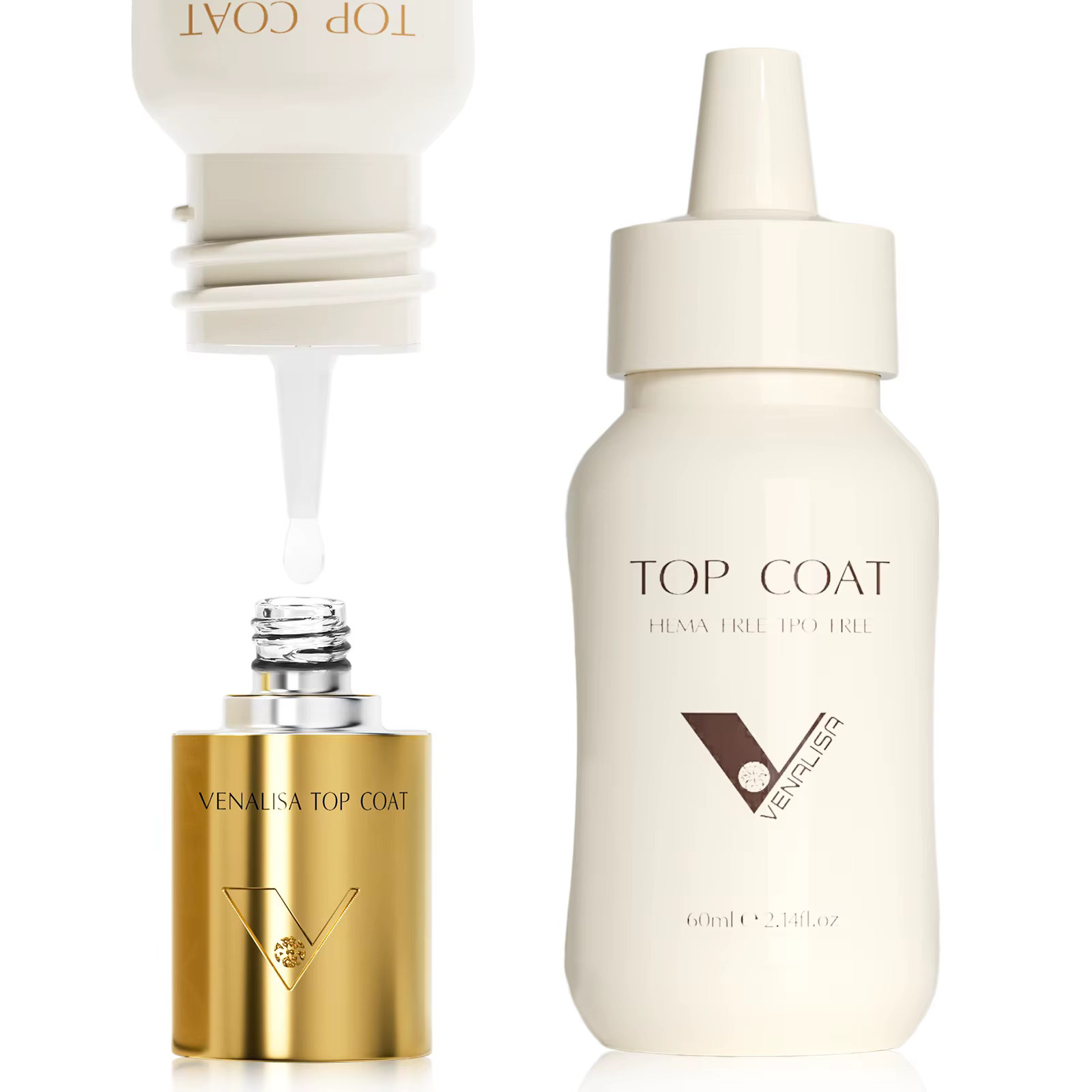 Venalisa 60ml Recharge de Gel de Finition pour Ongles Sans HEMA Sans TPO Sans Résidu Brillant Soak Off UV LED Longue Durée Gel Nail Art Usage Professionnel en Salon