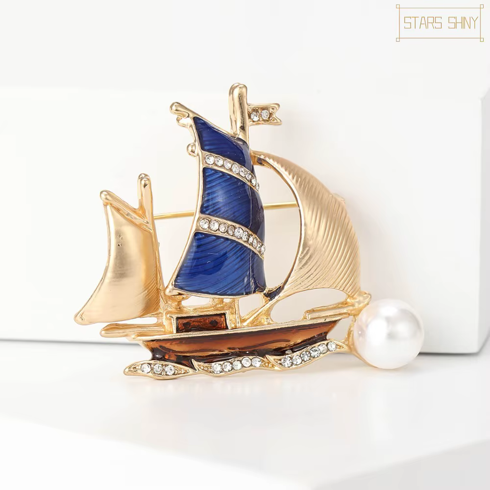 Broche de voilier au design nautique élégant, accessoire parfait pour chemisiers, blazers, robes et tenues quotidiennes/décontractées