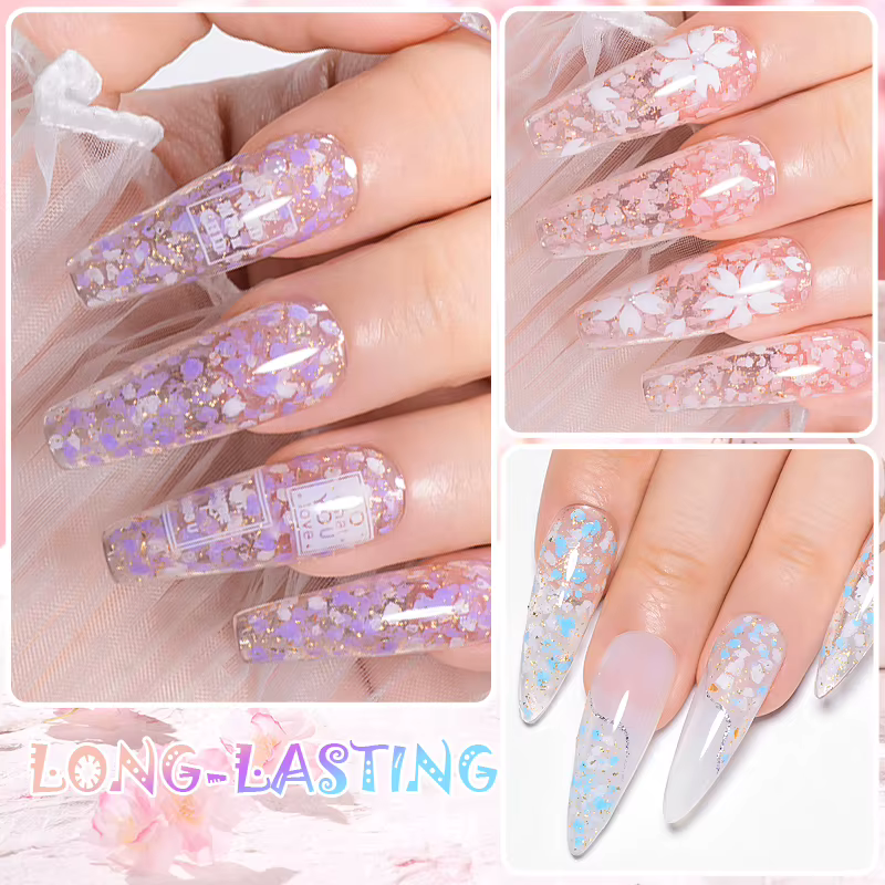 Vernis à ongles en gel à paillettes de fleurs de cerisier