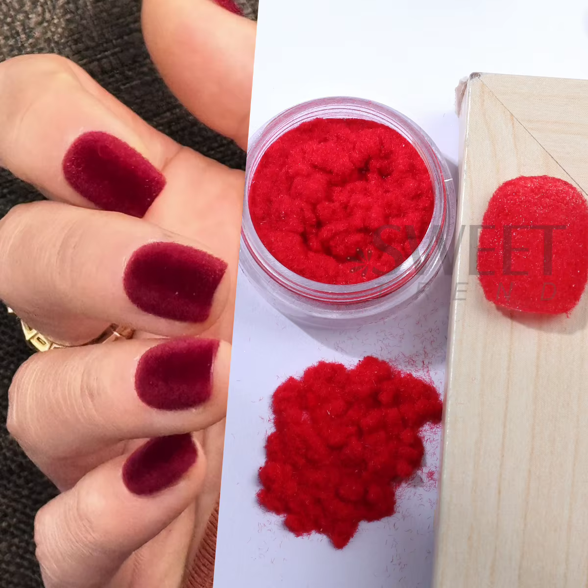 Poudre à ongles en peluche velours pour la saint-valentin