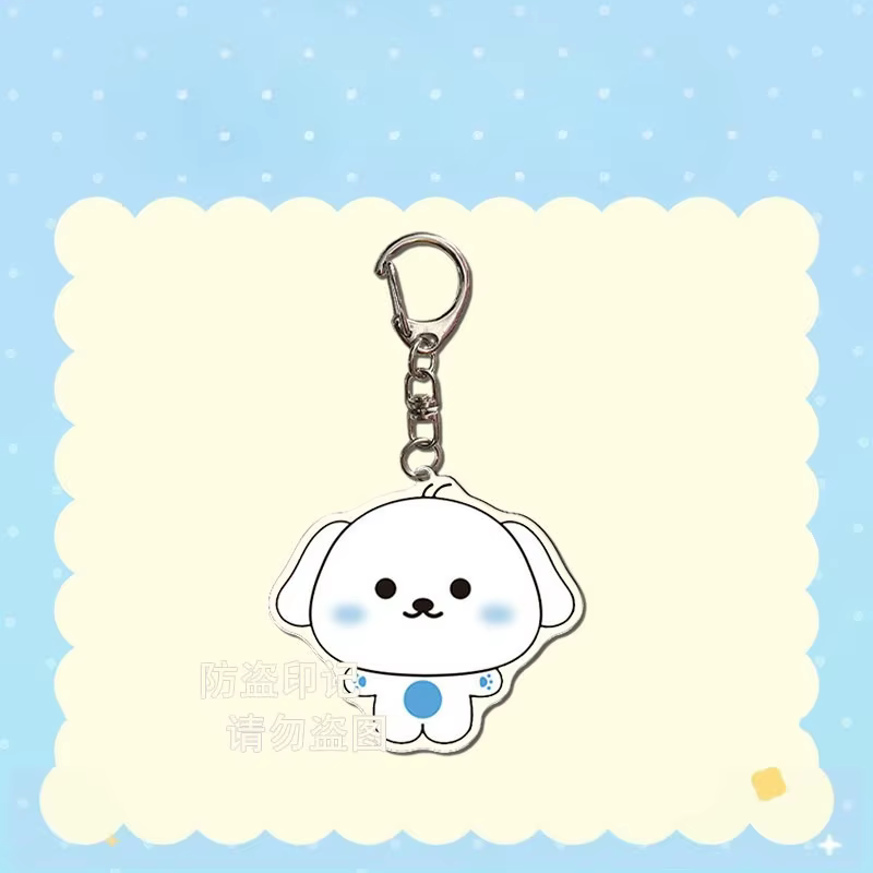 Ensemble de porte-clés en acrylique avec animaux de dessin animé mignons : Hamster, Tigre, Chat, Lapin, Chien. Accessoires de sac Kawaii, Pendentif Album LIKE YOU BETTER.
