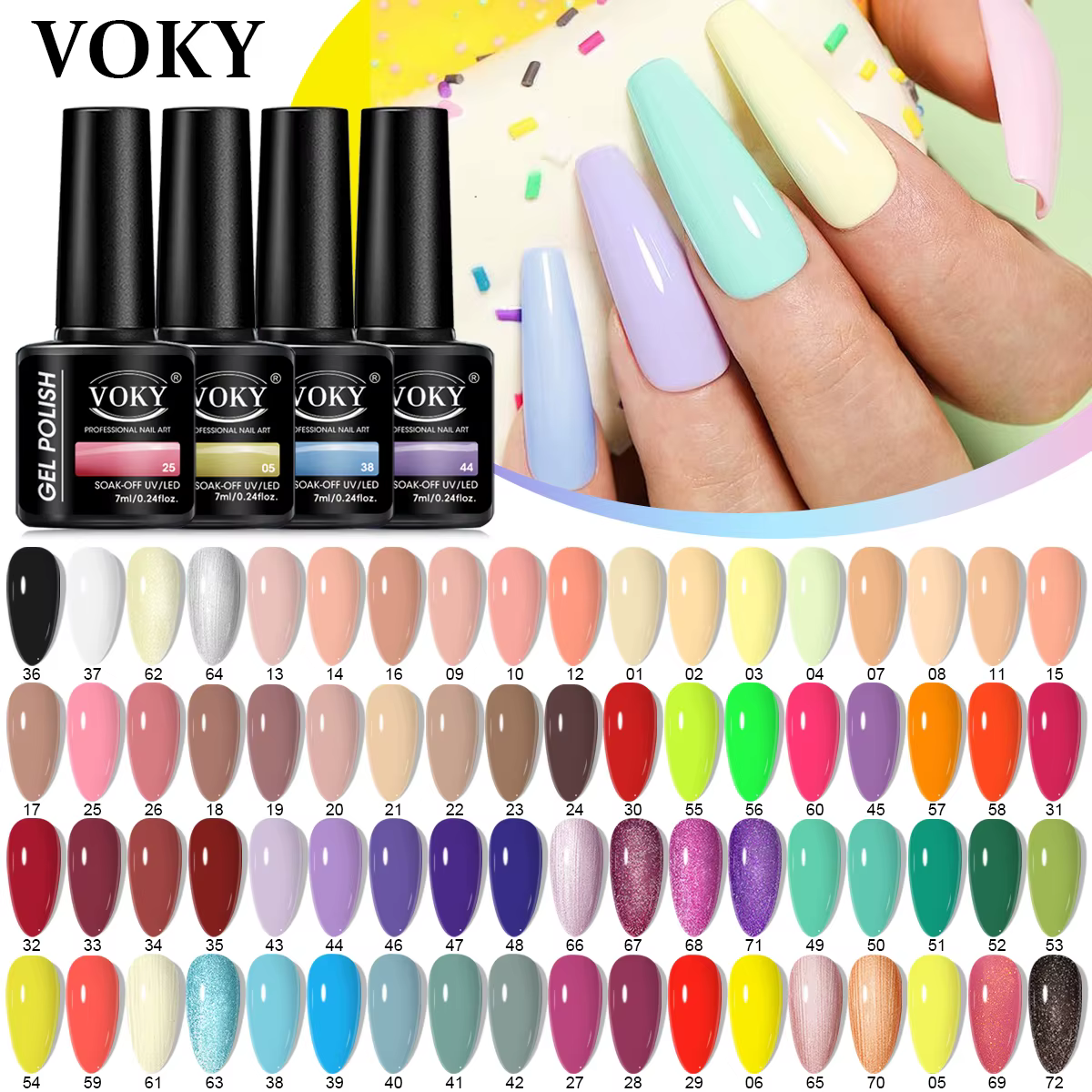 VOKY Ensemble de vernis à ongles gel 7 pièces