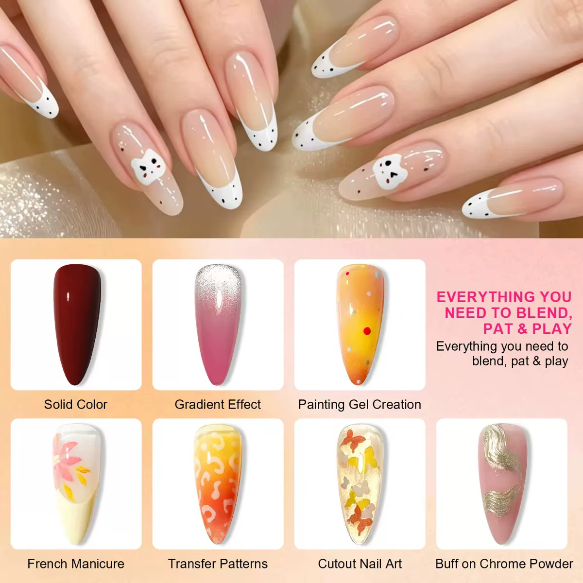 Gel à ongles acrylique effet aurore 12 couleurs