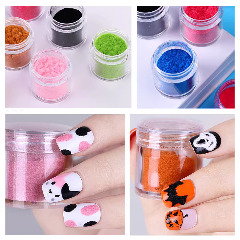 10 couleurs flou flocage velours poudre à ongles coloré paillettes poussière manucure bricolage UV Gel vernis Nail Art conseils décoration 10 ml/boîte