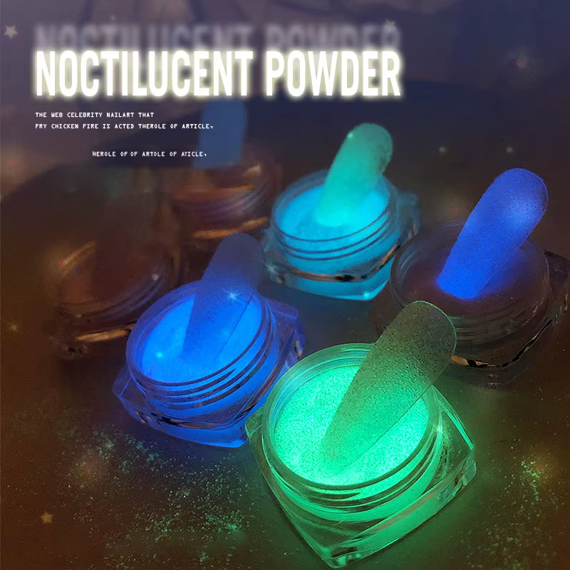 6 Couleurs Halloween Phxing ou Shoous Nail Glitter Poudre net1-2gWhite Clip Glow-In-Dark