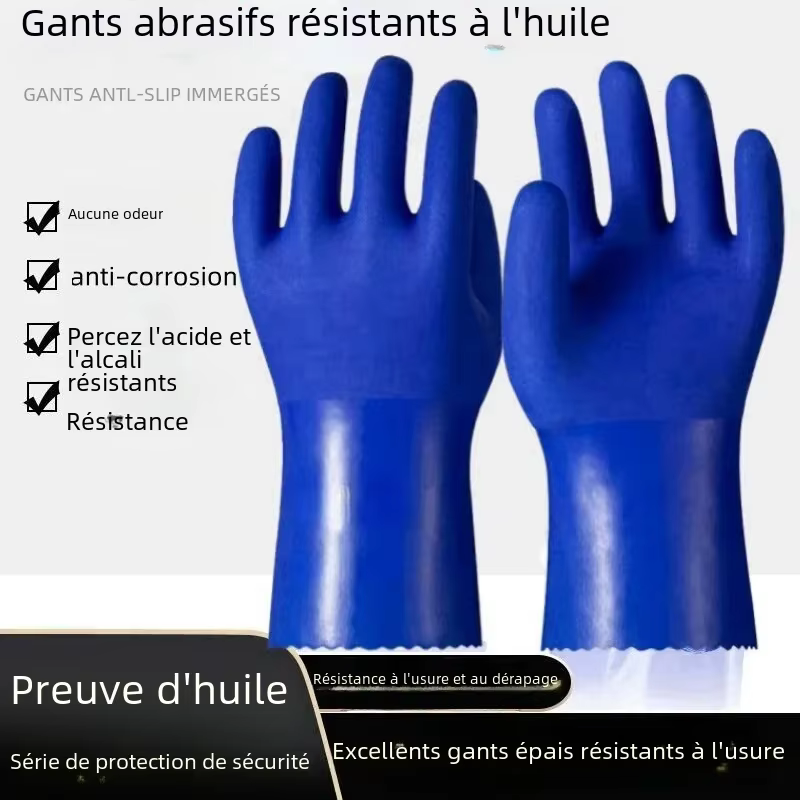 Gants industriels résistants aux produits chimiques, Protection épaisse, antidérapante, résistante à l'huile et aux acides