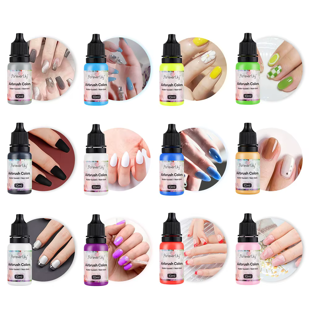 12 couleurs/ensemble 10ML encre à ongles mat noir perle blanc vernis
