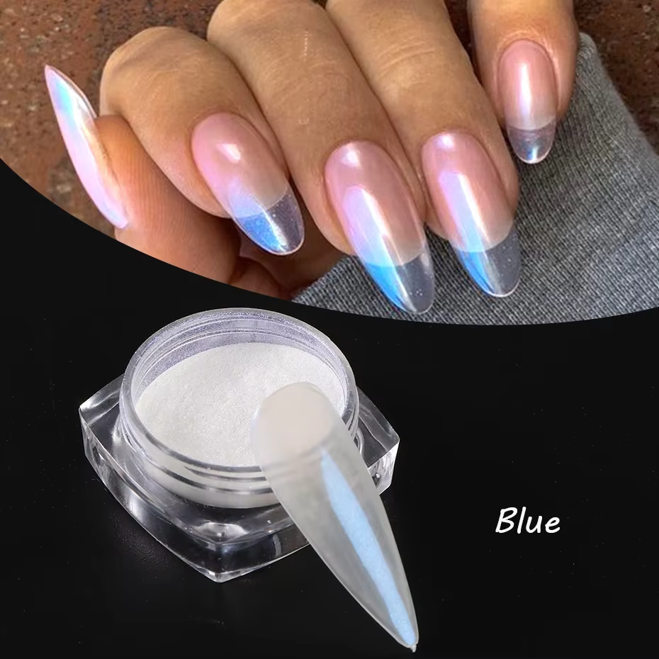 Poudre à ongles effet perle blanche claire