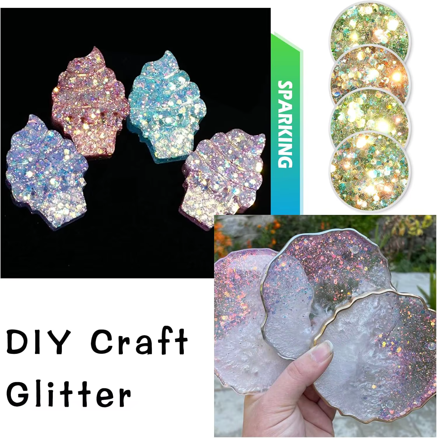 Paillettes opales épaisses - 12 couleurs ambre rêveuses