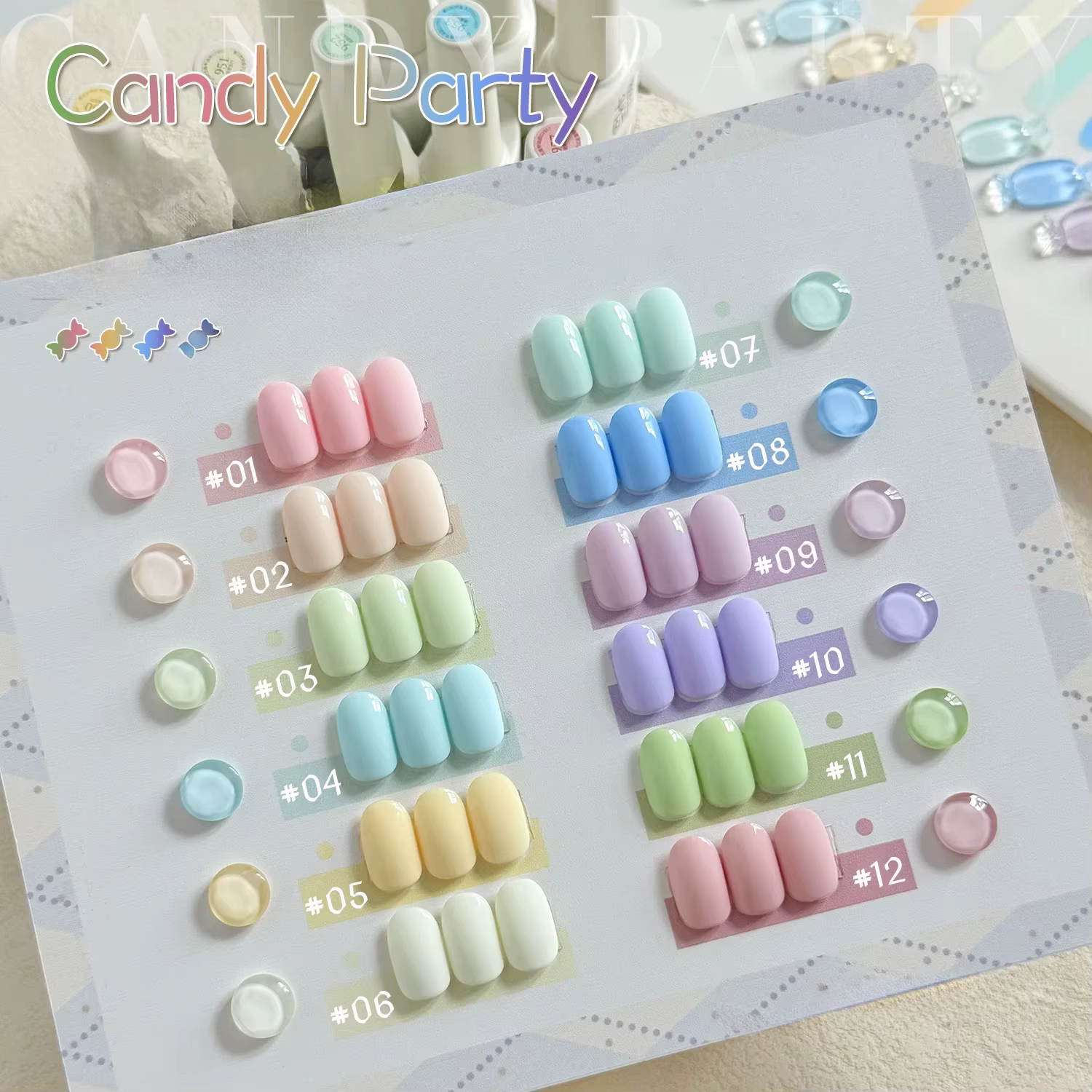 MIANEL 12ML Vernis à ongles gel nude bleu Candy Party 2026 Nouveau vert menthe Dopamine Macaron Couleur Nail Art 1-12 pièces