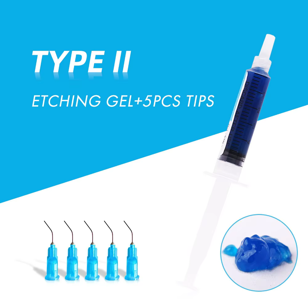 Gel de gravure dentaire HV 35%/32%/37% à l'acide phosphorique, qualité clinique identique à BISCO, avec BAC antimicrobien pour une adhérence forte