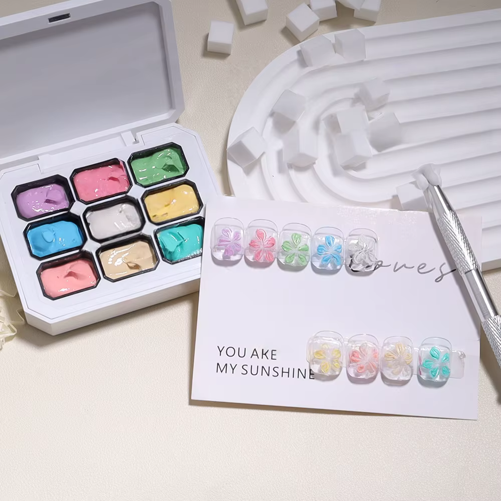 Gel UV semi-permanent 4-en-1 haute saturation 9 couleurs fluorescentes pour nail art