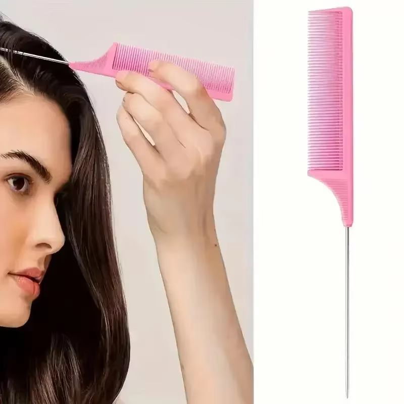 Ensemble de soins capillaires rose 5 pièces, kit de coiffage tout-en-un avec flacon pulvérisateur, brosse de massage et peignes