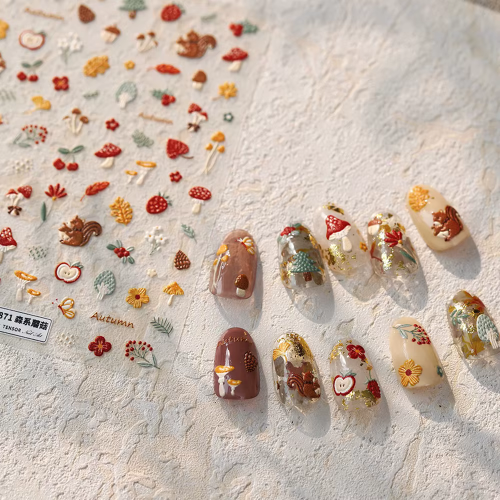 Autocollants pour ongles d'automne 5D