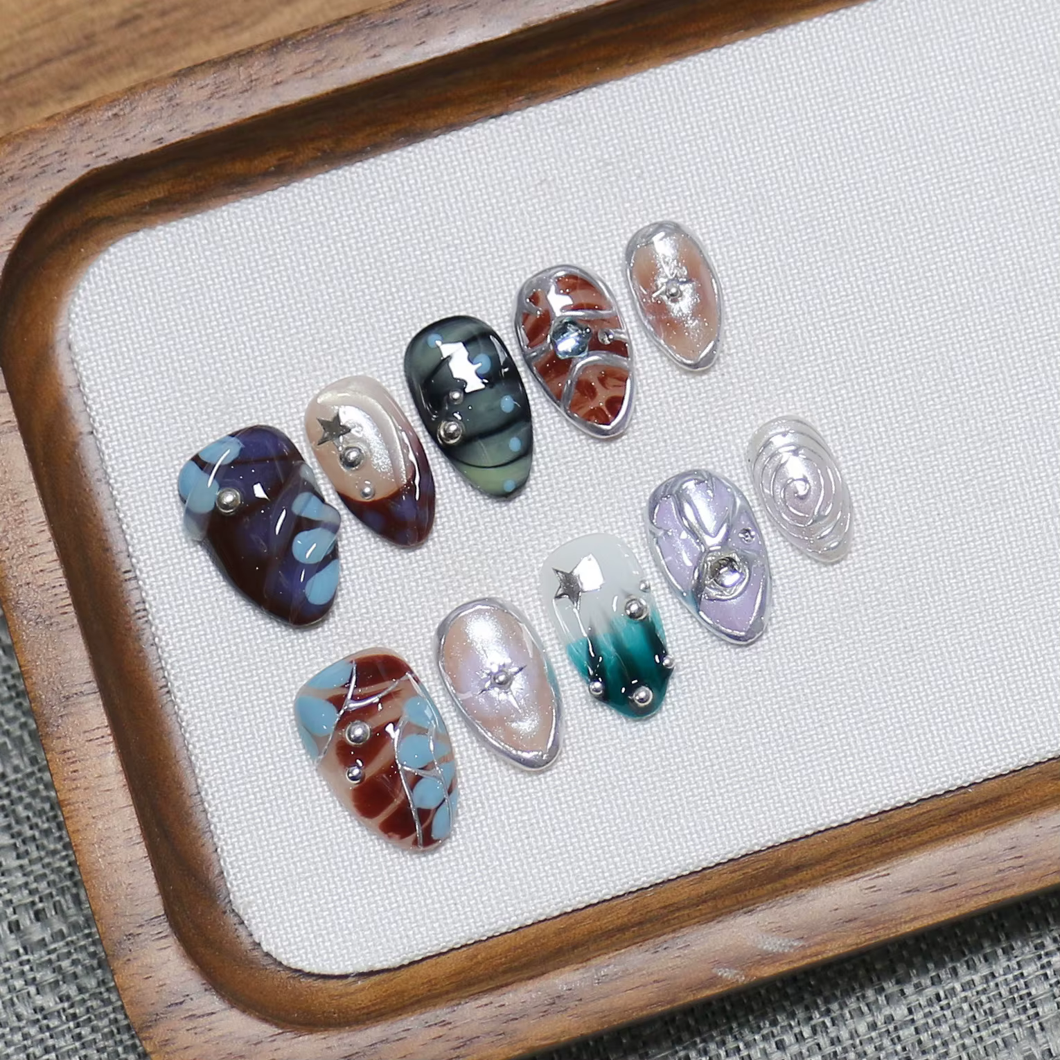 10 pièces de faux ongles en coquille d'étoile