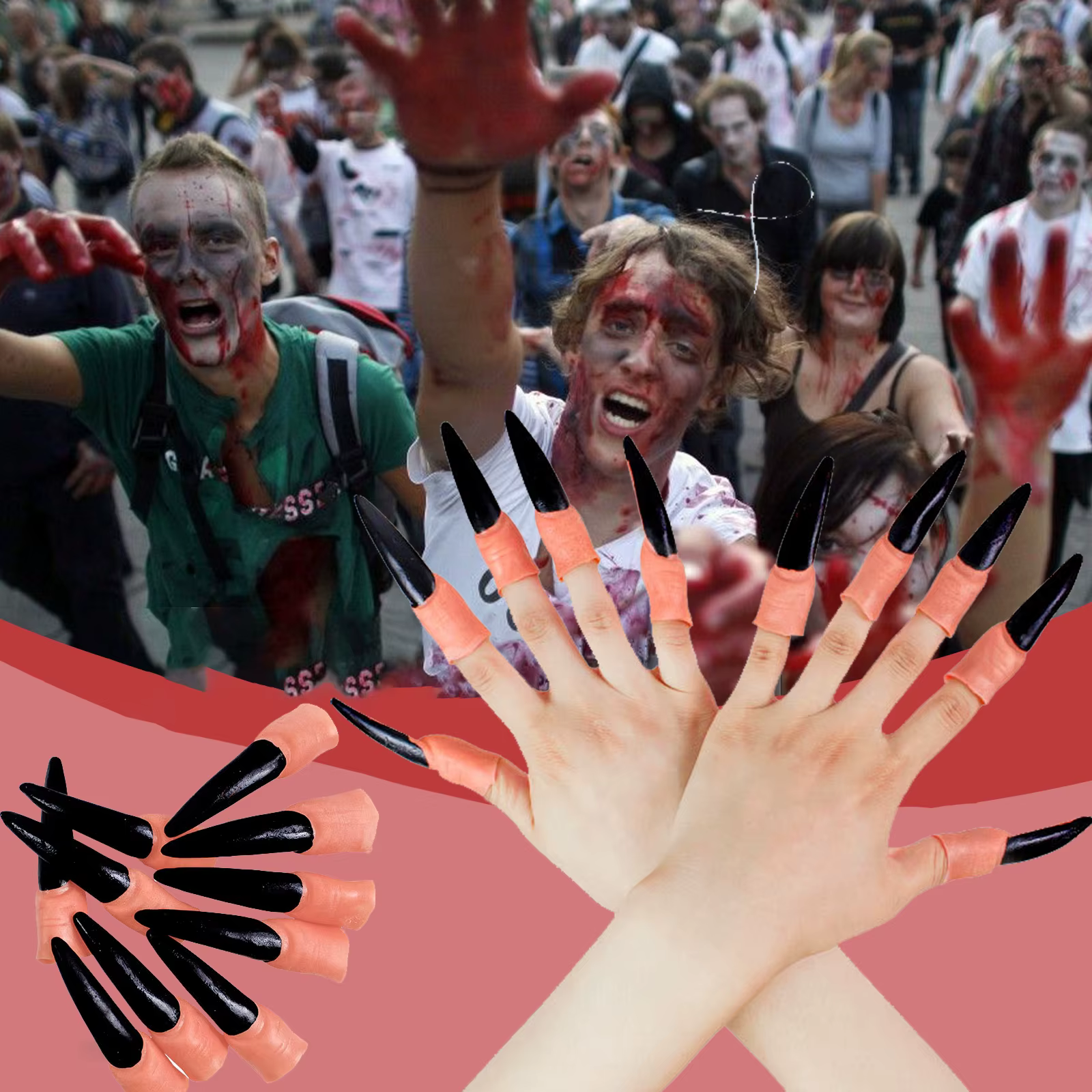 Faux ongles de sorcière, griffes d'ongles d'Halloween, ongles de mascarade, griffes de sorcière effrayantes pour cosplay DIY