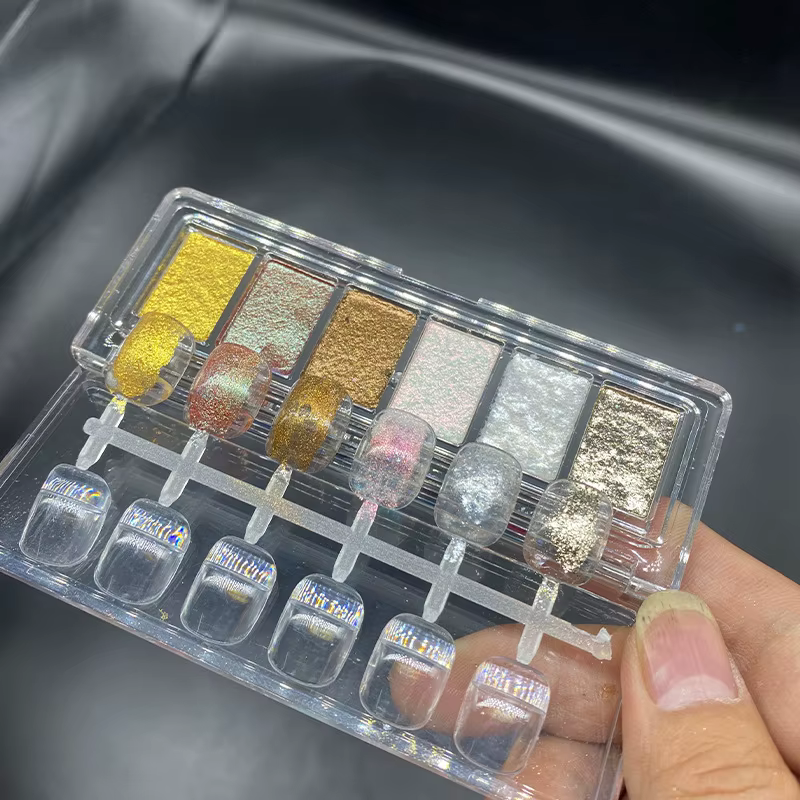 6 grilles brillant Bling boue ongles solide Pigment cristal opale frottant la poussière Aurora Chrome paillettes pâte charme japonais manucure Flash