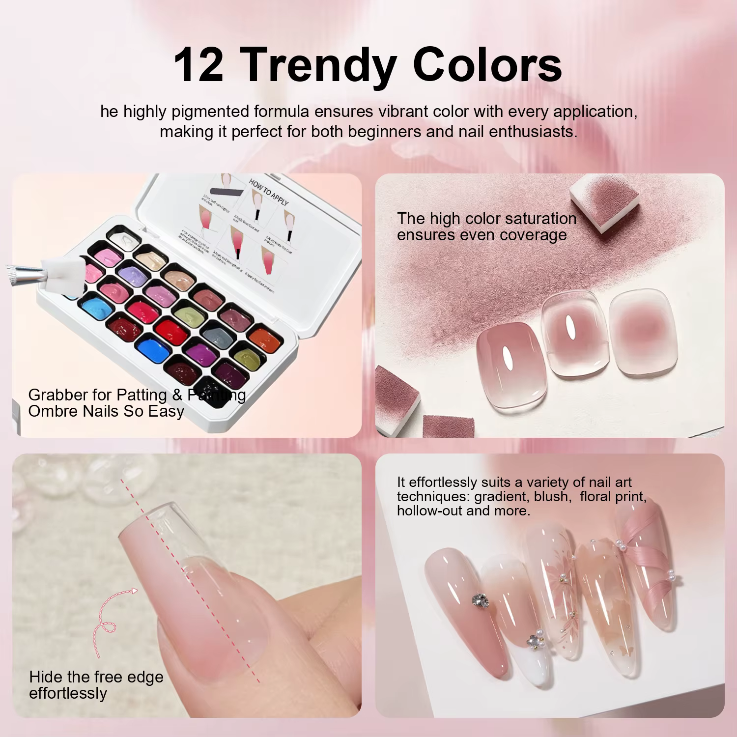 LIMEGIRL Gel de Peinture Dégradé 24 Couleurs Sans Rinçage pour Nail Art