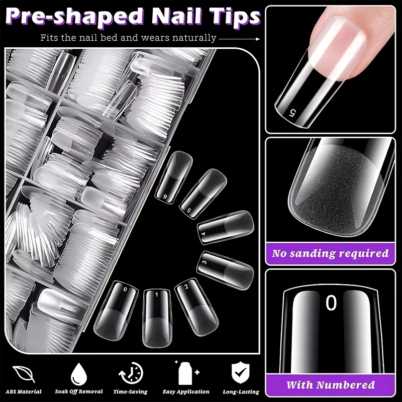Faux ongles carrés moyens