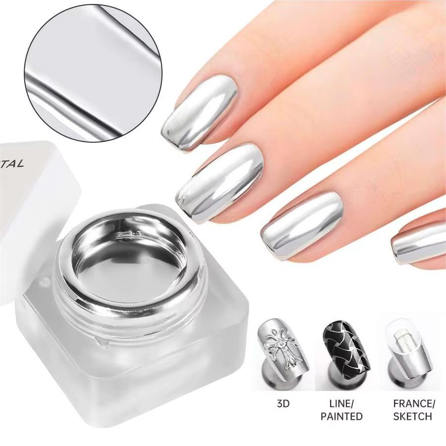 Miroir Métal Gel Vernis À Ongles avec Argent Rose Doré Peinture Dessin-Facile à Appliquer et Longue Durée
