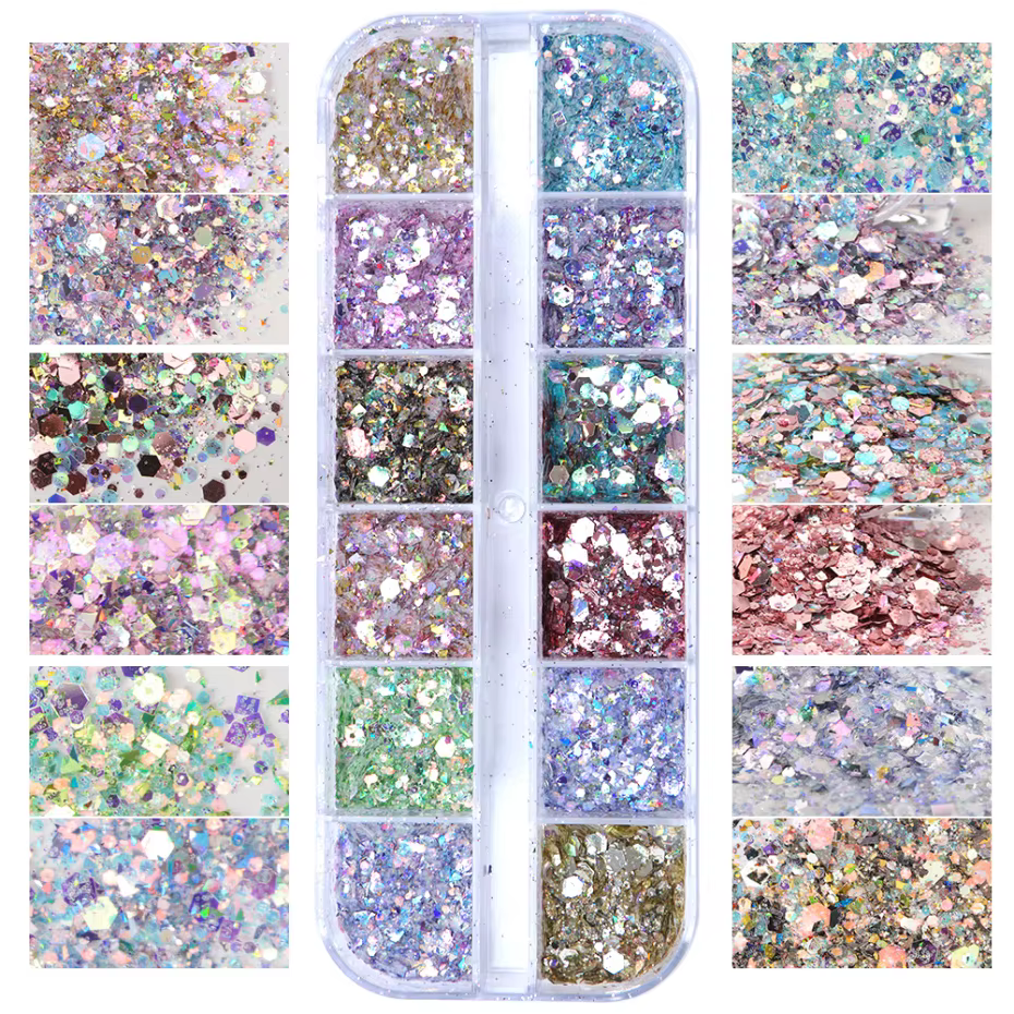 Mermad – paillettes hexagonales mixtes irisées pour ongles