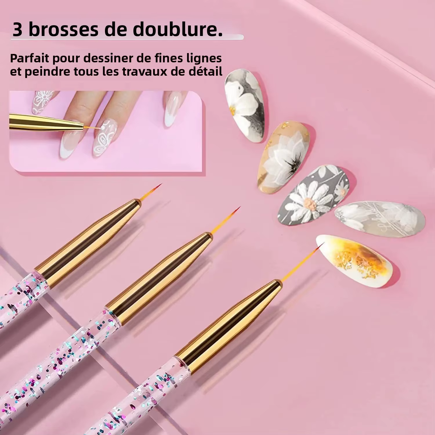 Kit de pinceaux pour nail art pour peinture sur ongles