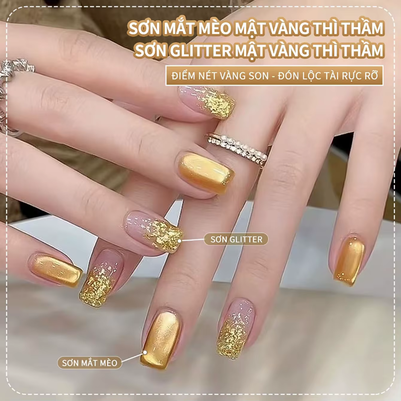 MIANEL 2026 Nouveau Vernis à Ongles Gel Effet Œil de Chat Doré Osmanthus Miel avec Perles de Verre