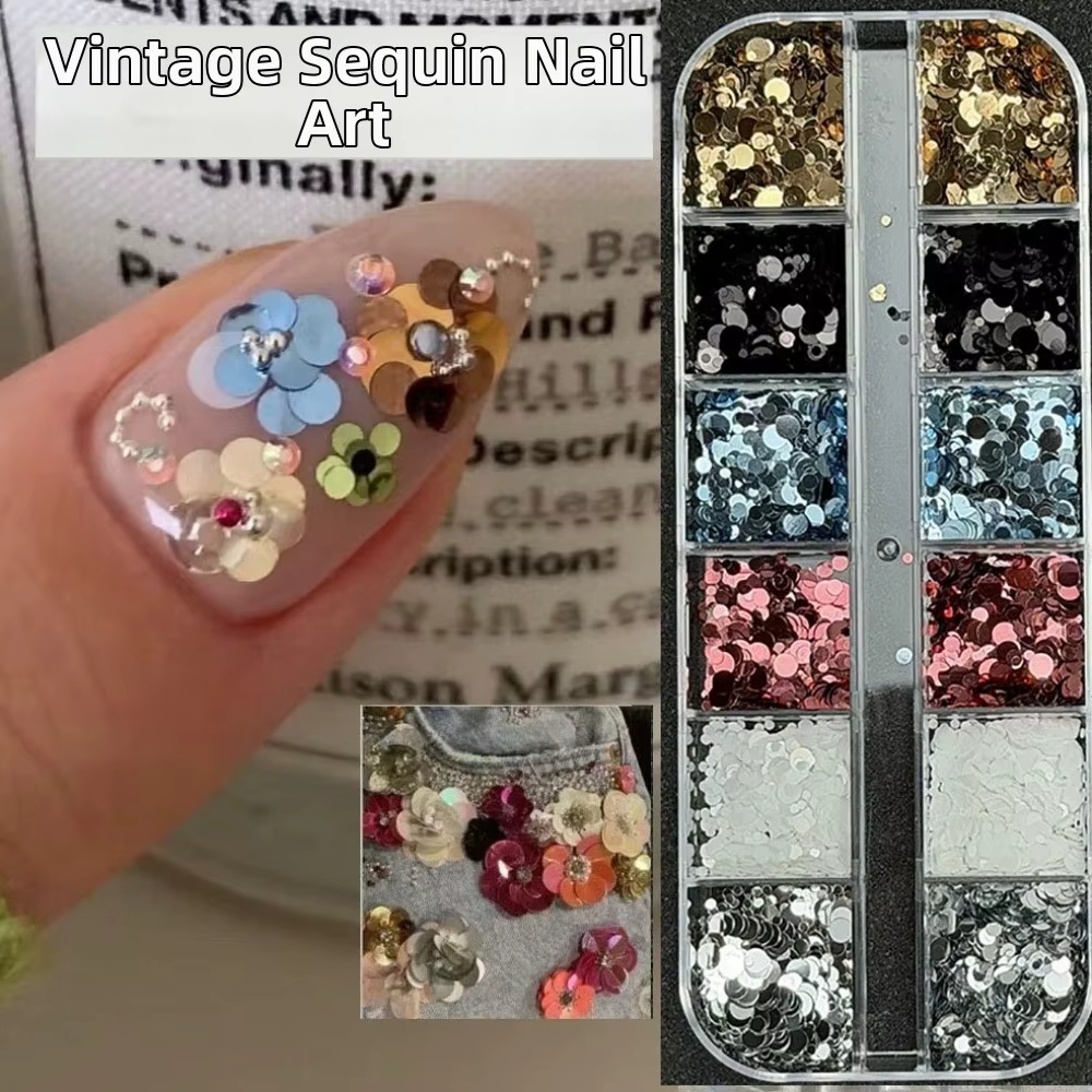 Décorations d'art d'ongles créatives à 12 compartiments