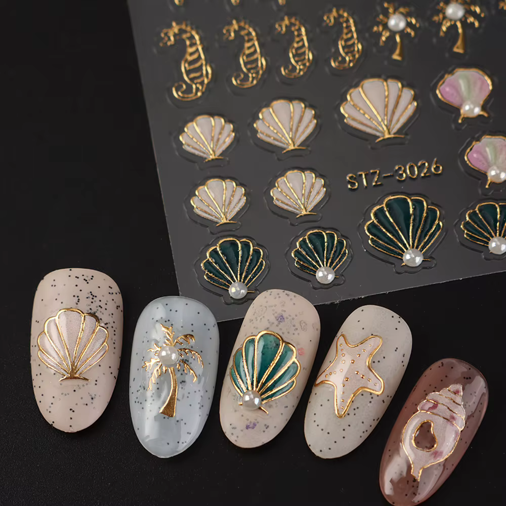 Autocollants 3D pour ongles Thème Océan Estival