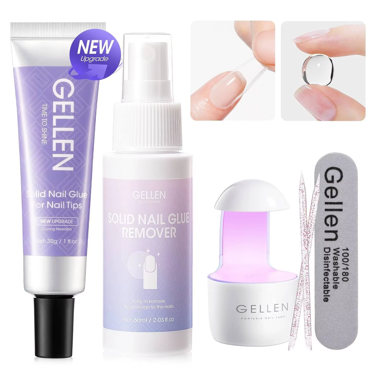 GELLEN 30g Polygel Colle à Ongles Gel Solide Kit Adhésif Dissolvant pour Faux