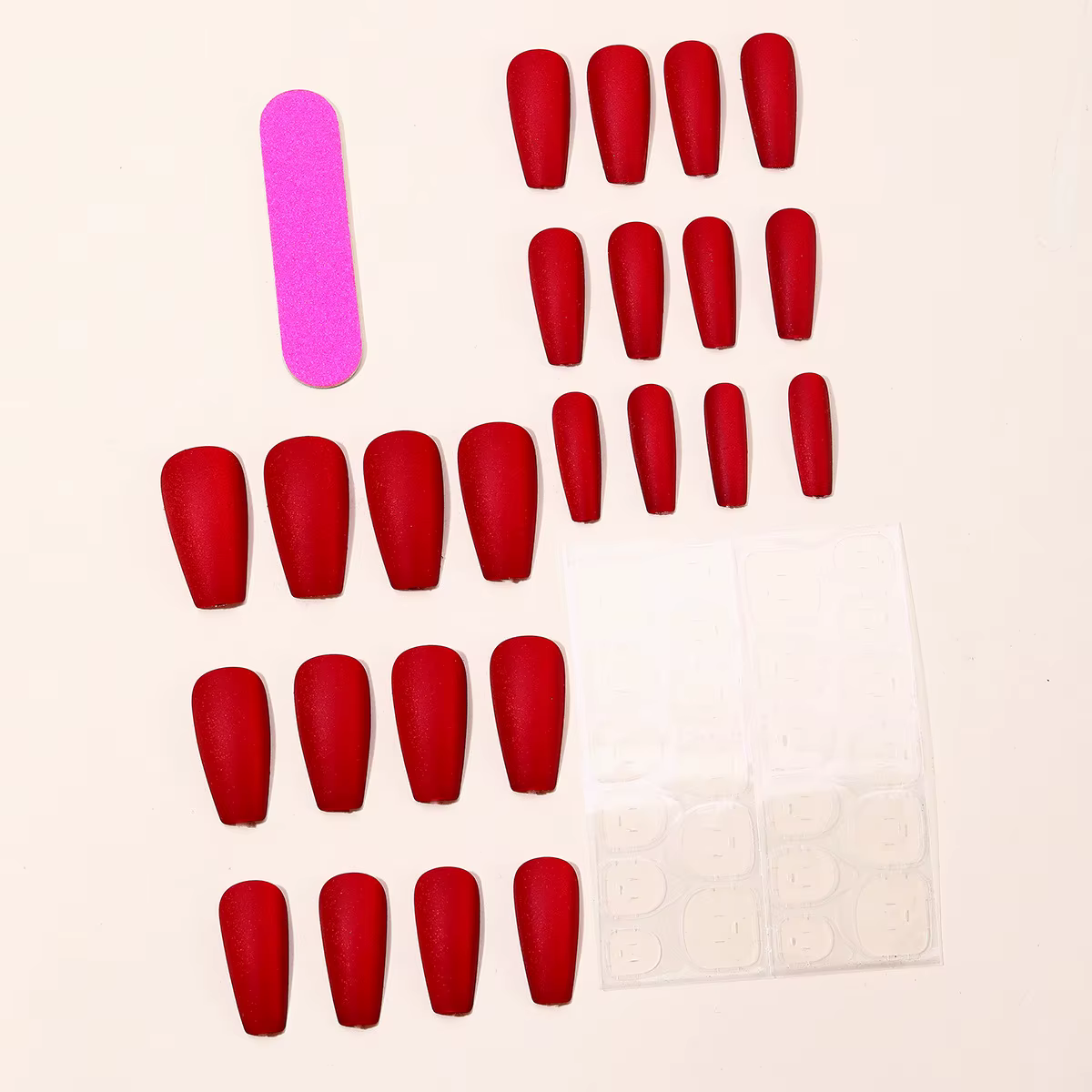 24 pièces/ensemble faux ongles rouge velours pour femmes filles fête du nouvel an moyen amande ballet mat
