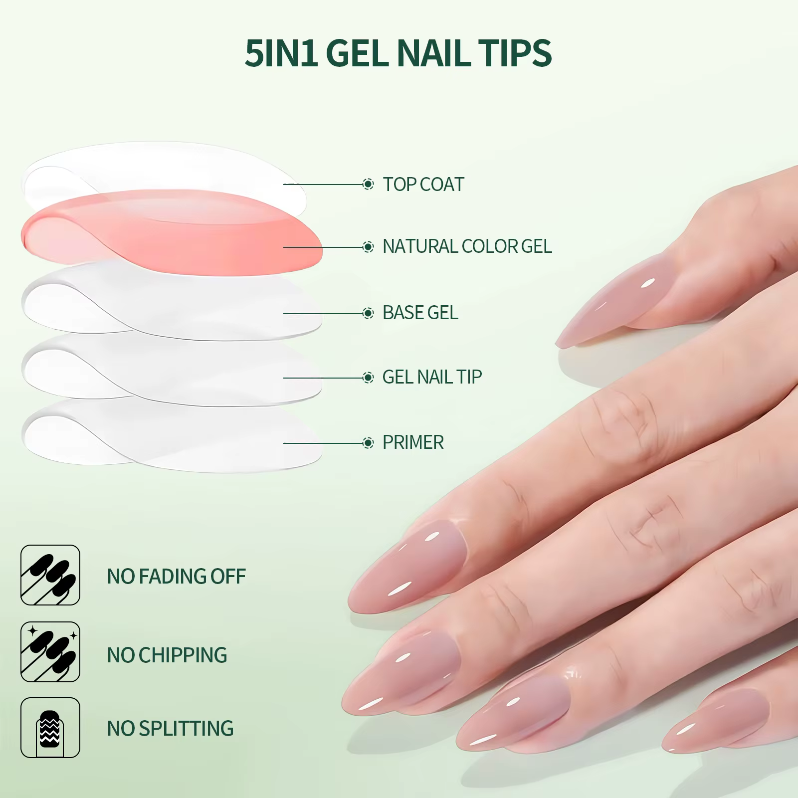Nailpop Ultra Fit presse sur ongles Extra court/moyen naturel avec couleur de Base forte adhérence nu pré-forme doux Gel