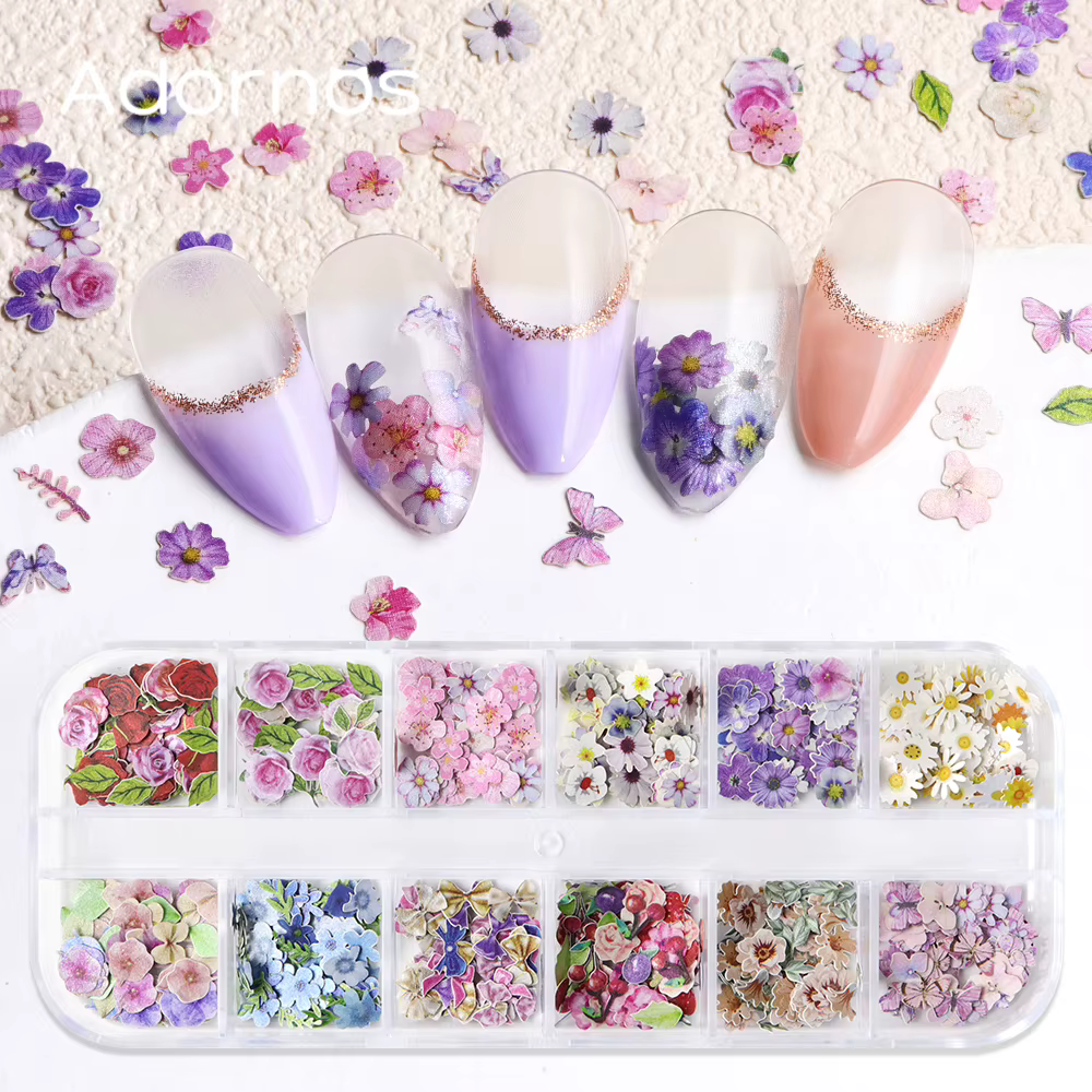 Diverses fleurs Nail Art décorations Rose marguerite Iris