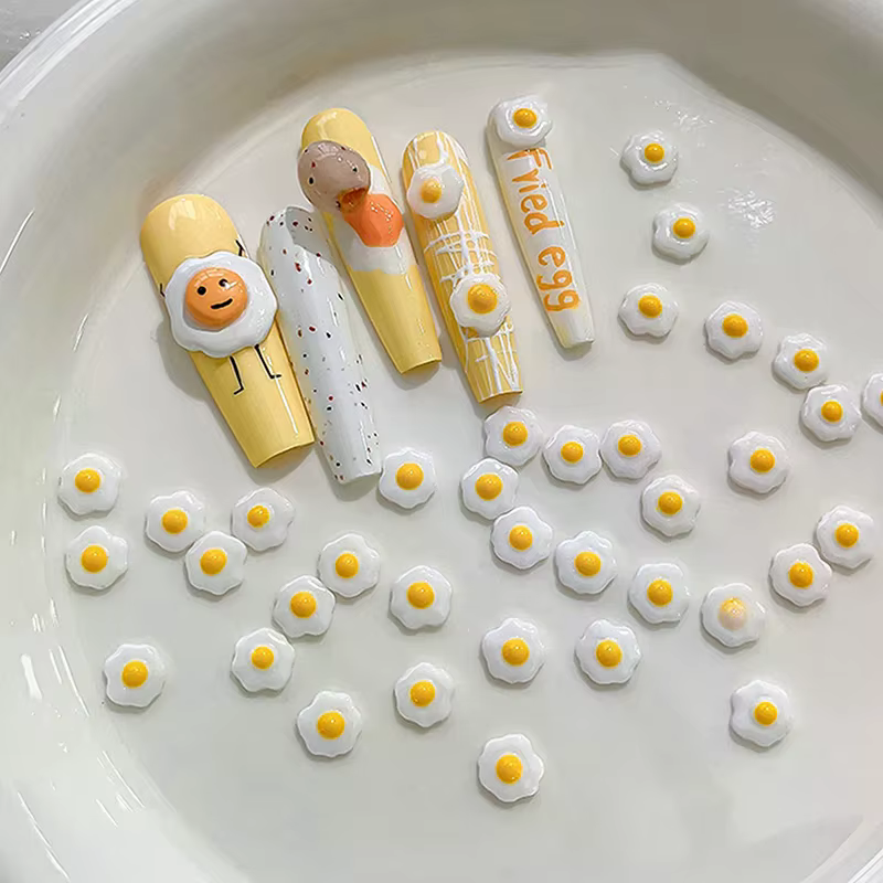 Mini œufs pochés 3D, décorations pour Nail Art