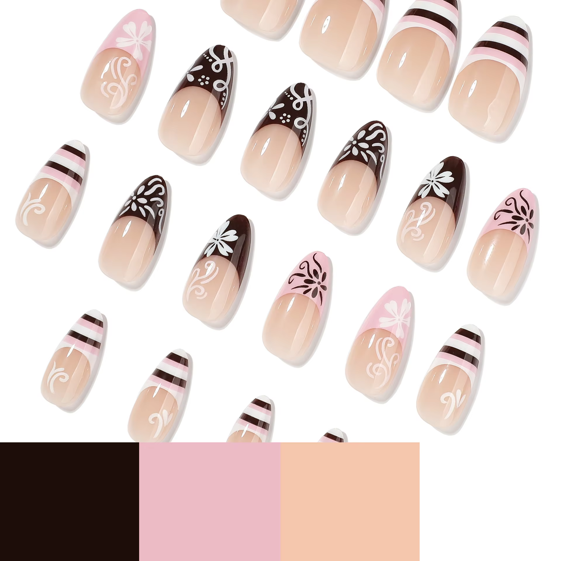 Pointes d'ongles rayées de style français