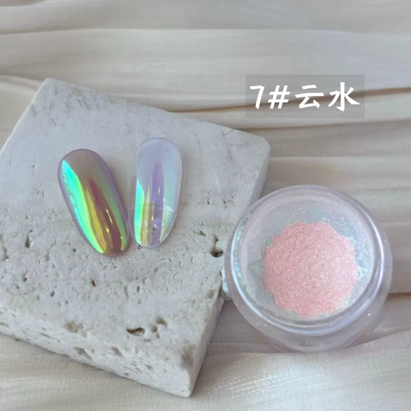 9 couleurs arc-en-ciel Aurora ciel royaume clair de lune poudre paillettes Chrome femmes Nail Art