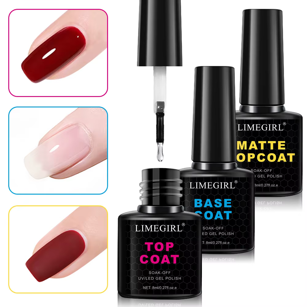 LIMEGIRL 8ml imbiber la couche de Base supérieure mate pour ongles vernis Gel UV Semi Permanent fonctionnel manucure